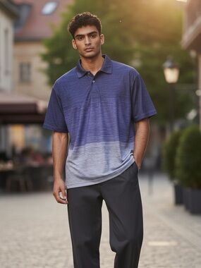 Hogan XL Blue and Gray Gradient Polo Shirt